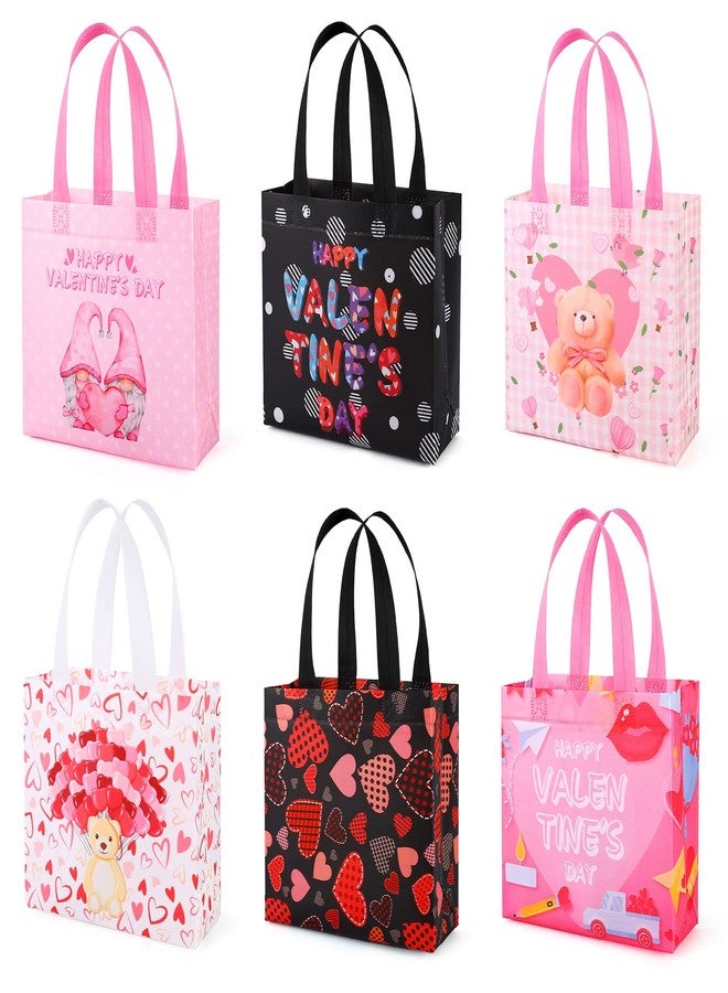 YANGTE Valentine's Day Gift Bags With Handles - 12Pcs Reusable Non-Woven Tote for Kids Classroom Exchange, Party Favor, Wrapping - Goody Bags for Giving - Image 1